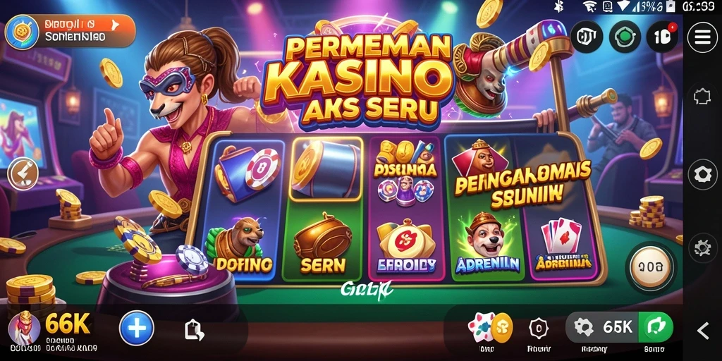 Screenshot gameplay 66K menampilkan aksi Kasino yang mendebarkan.