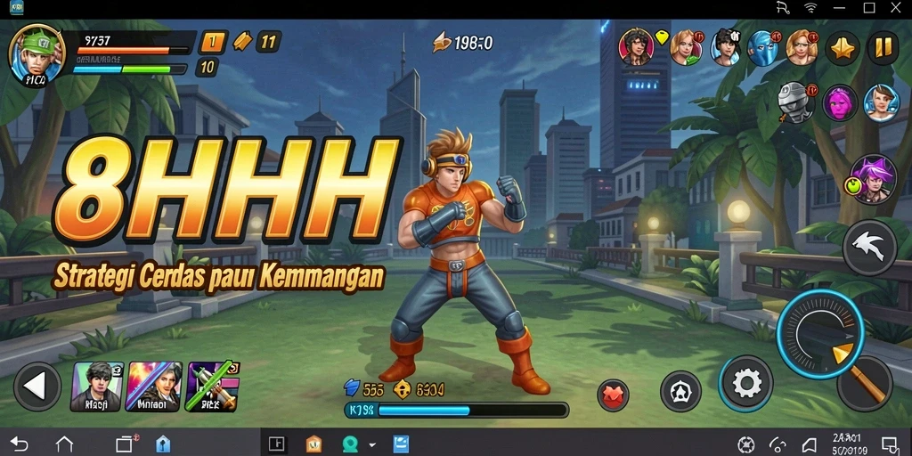 Screenshot utama 8HHH menampilkan gameplay strategi yang intens.