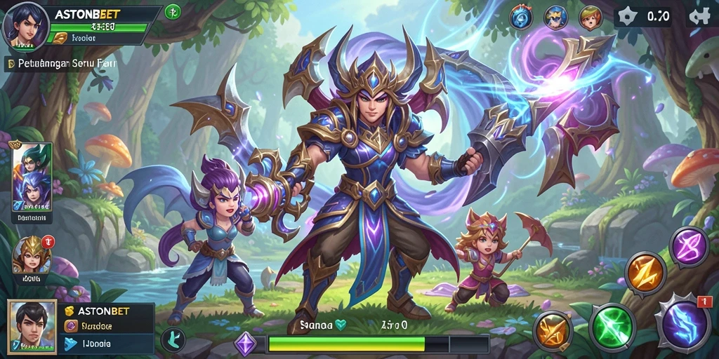 Screenshot gameplay ASTONBET menunjukkan petualangan seru di dunia fantasi.