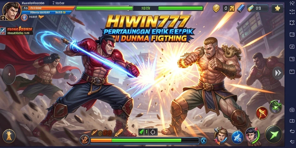 Tampilan pertarungan mendebarkan di HIWIN777 dengan karakter unik.