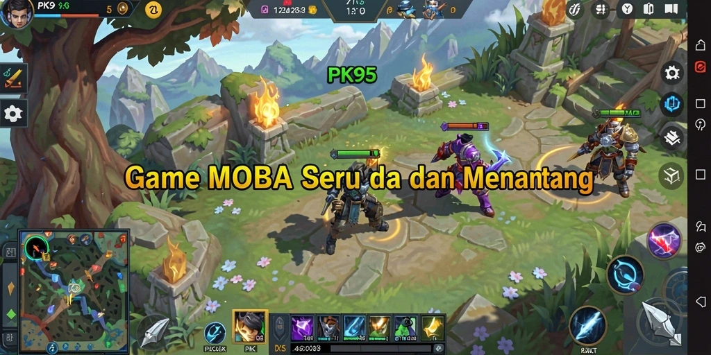 Screenshot PK95 menunjukkan aksi seru dalam gameplay MOBA.