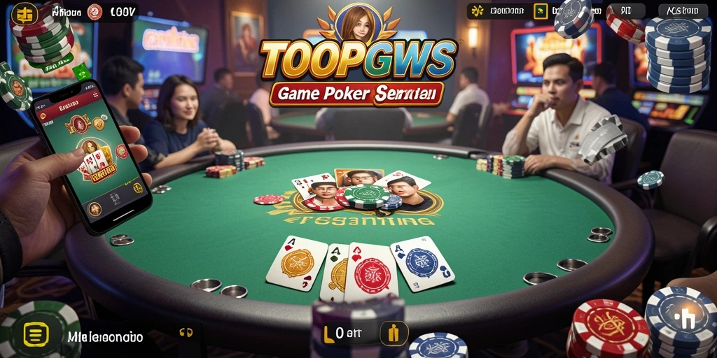 Screenshot gameplay TOOPGWS menunjukkan suasana permainan Poker yang menarik.