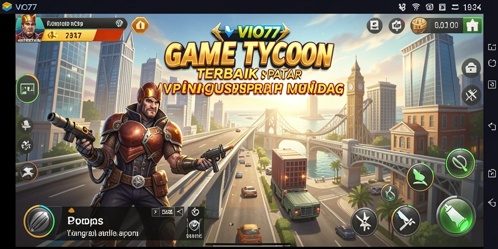 Screenshot VIO77 menunjukkan antarmuka bisnis yang dinamis dan gameplay yang menantang.